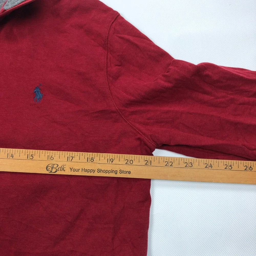 Polo Ralph Lauren Mens Medium Red Quarter Zip Pullover Pony Logo Sweatshirt